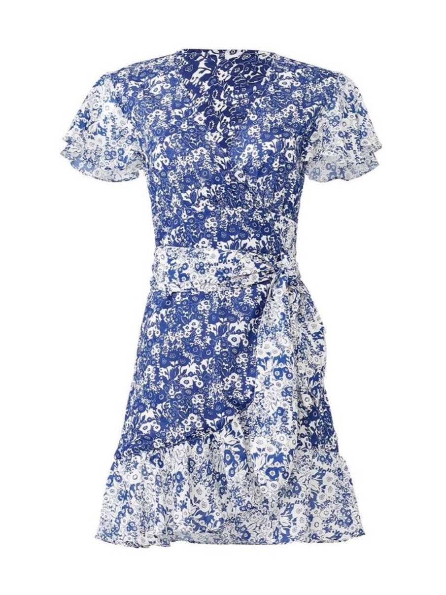 Ba&Sh Floral Success Blue & White Wrap Dress